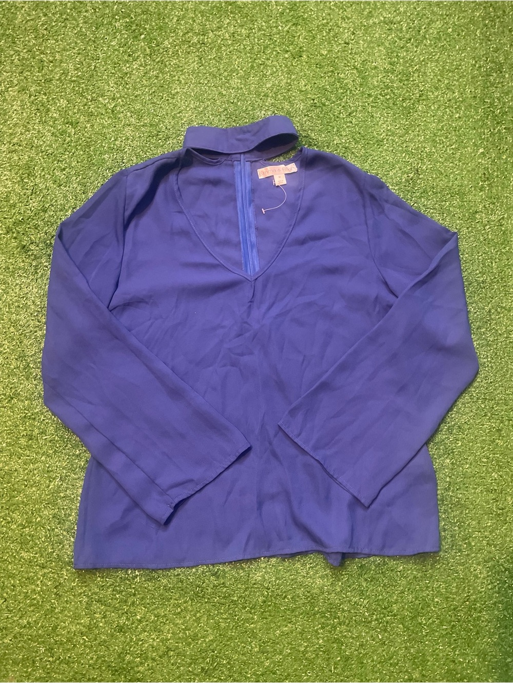 Emma & Posh Royal Blue V-Neck Blouse